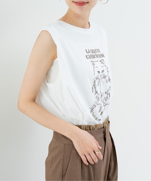 tシャツ 「refinedworks」アニマルプリント の ノースリーブトップス
