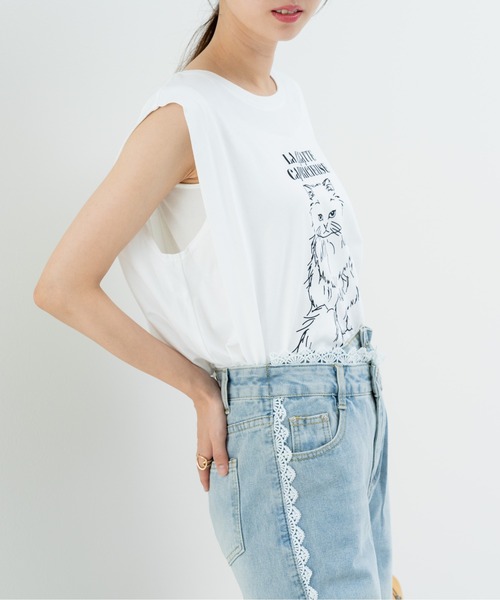 tシャツ 「refinedworks」アニマルプリント の ノースリーブトップス