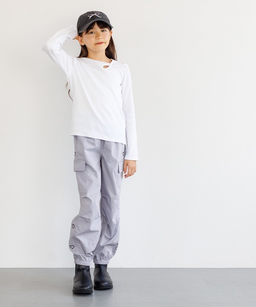 coca（コカ） ワイドパンツ パンツ キッズ ハート刺繍ジョガーパンツ