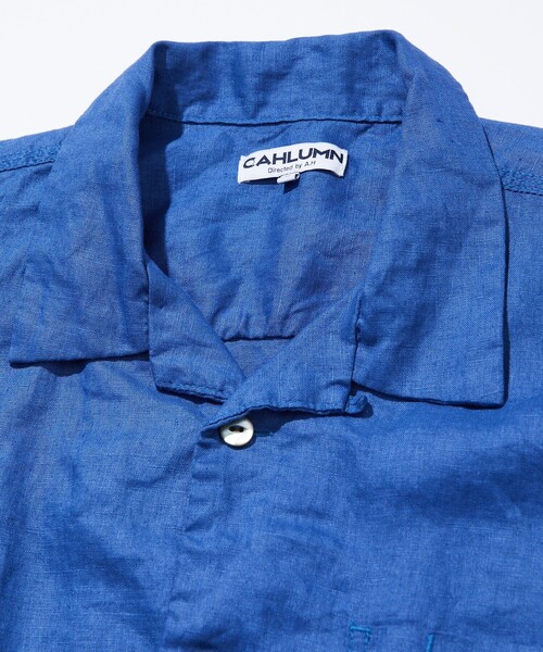 「CAHLUMN」 半袖シャツ LARGE ネイビー メンズ_画像4