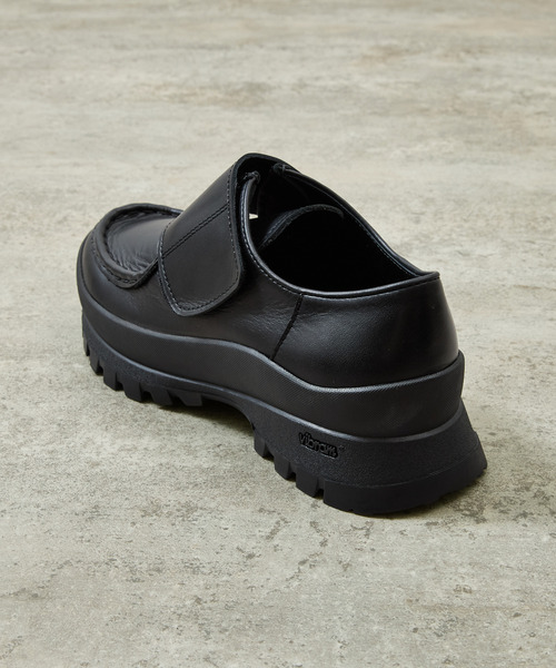 パドローネ PADRONE ブラック レザー ブーツ ビブラム ソール And A（アンドエー） ブーツ PADRONE パドローネ / VELCRO STRAP SHOES