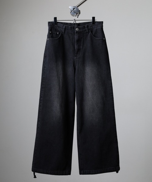 RE730 ワイドパンツ ジーンズ バックアーチロゴデニムパンツ メンズ 