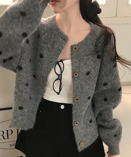 iena sese  ドット柄クルーカーディガン sese DOT柄クルーカーディガン◇ | イエナ(IENA) | マルイウェブチャネル