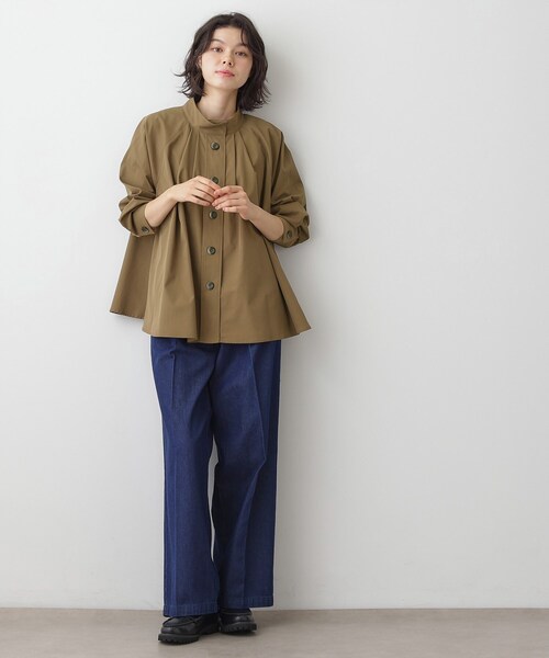 ベージュ テーラードジャケット スタンドカラー Dessin（デッサン） ジャケット テーラードジャケット 「洗える
