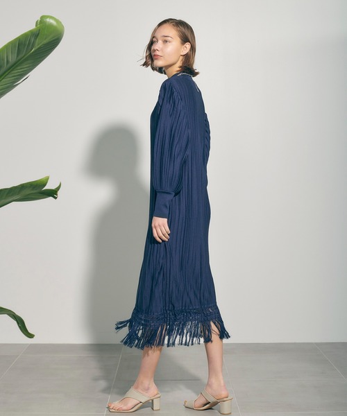 「PUBLIC TOKYO」 長袖ワンピース FREE ネイビー レディース_画像7