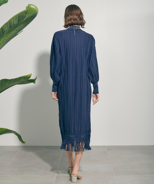 「PUBLIC TOKYO」 長袖ワンピース FREE ネイビー レディース_画像8