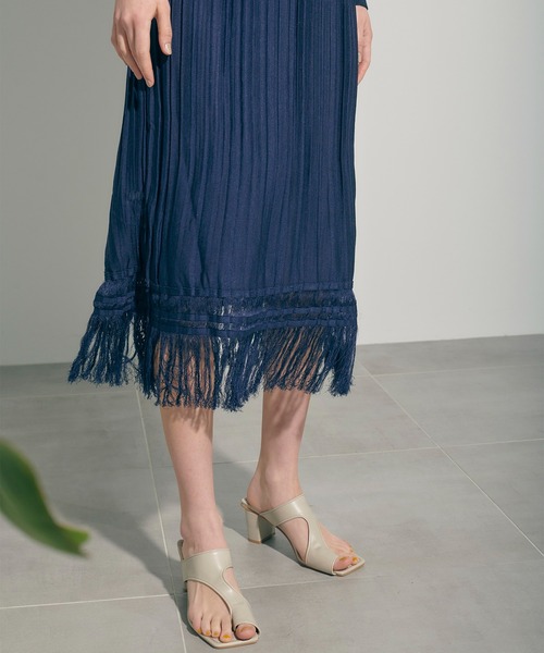 「PUBLIC TOKYO」 長袖ワンピース FREE ネイビー レディース_画像9