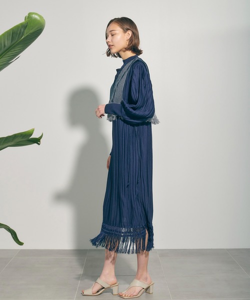 「PUBLIC TOKYO」 長袖ワンピース FREE ネイビー レディース_画像10