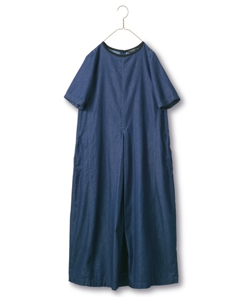 「Sunny clouds」 半袖ワンピース M インディゴブルー レディース_画像6