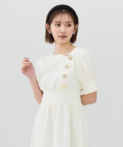 「REDYAZEL」 半袖ワンピース FREE オフホワイト レディース_画像5