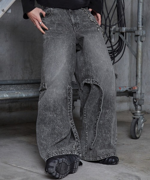 Spielio ワイドパンツ ジーンズ 「Spielio」Eyelet belted denim 