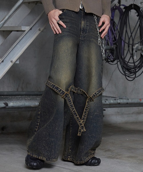 Spielio ワイドパンツ ジーンズ 「Spielio」Eyelet belted denim