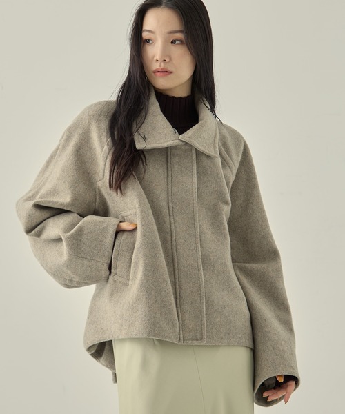 STUDIOUS スタンドカラーウールブルゾン　ダークグレー STUDIOUS（ステュディオス） ブルゾン アウター 「STUDIOUS