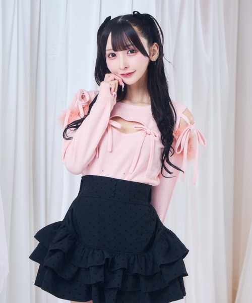 ReAmour ニット セーター ビジューリボンニット レディース : ZOZOTOWN