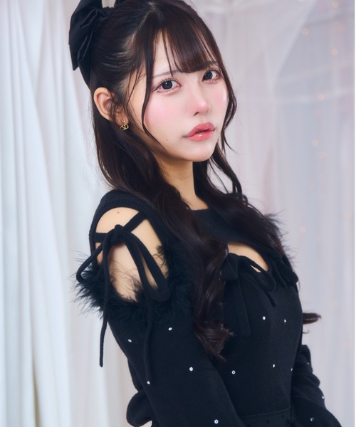 ReAmour ニット セーター ビジューリボンニット レディース : ZOZOTOWN