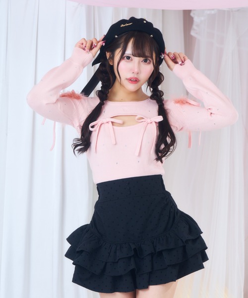 ReAmour ニット セーター ビジューリボンニット レディース : ZOZOTOWN