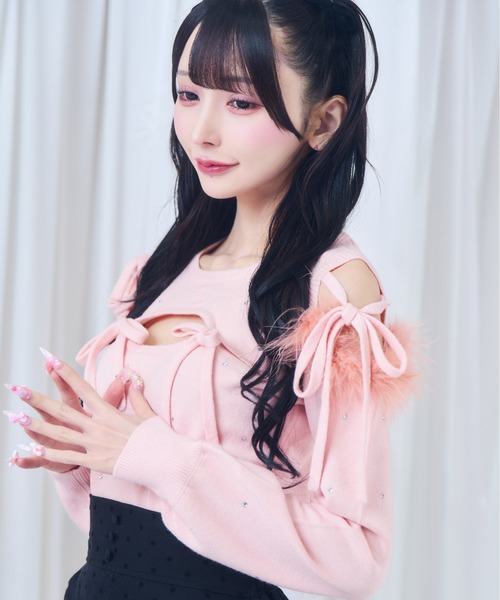 ReAmour ニット セーター ビジューリボンニット レディース : ZOZOTOWN