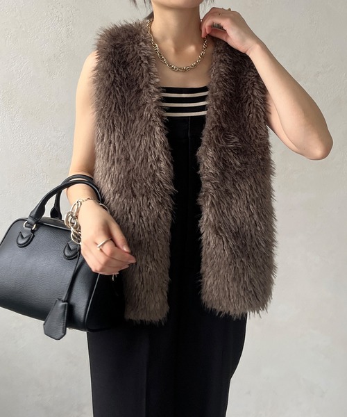 専用　　Drawer 2024AW ドゥロワー　カシミヤファーベスト美品 二子玉)DRAWER ドゥロワー 24AW カシミヤファーベスト ニット