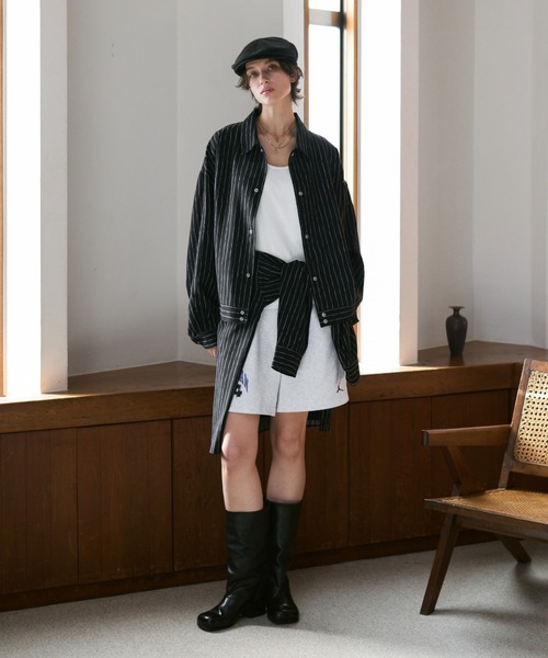 soerte ブルゾン アウター Loose Nuance Stripe Shirt Blouson/ルーズ