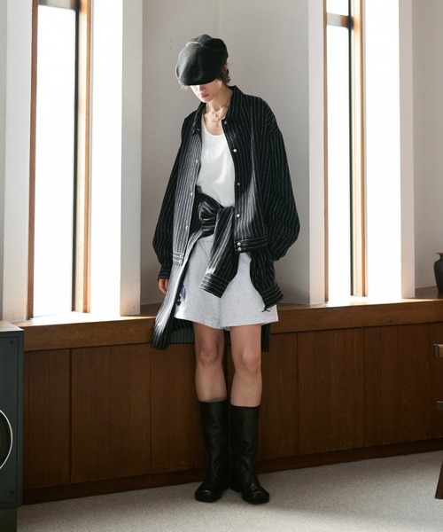 soerte ブルゾン アウター Loose Nuance Stripe Shirt Blouson/ルーズ