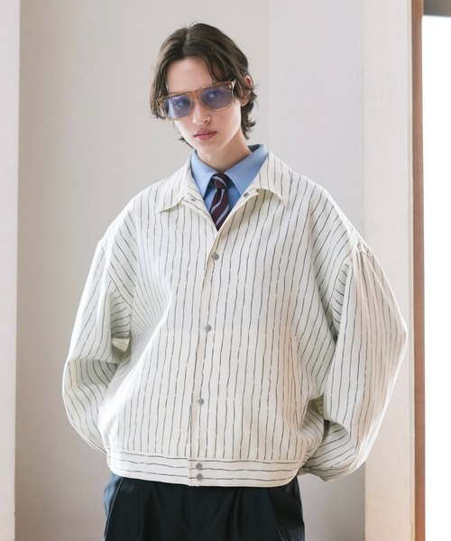 soerte ブルゾン アウター Loose Nuance Stripe Shirt Blouson/ルーズ