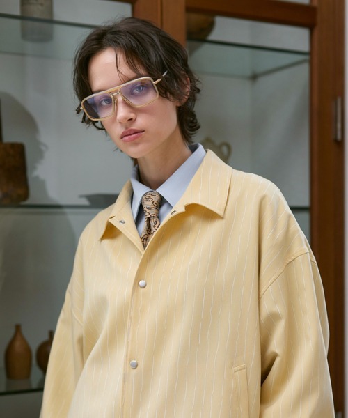 soerte ブルゾン アウター Loose Nuance Stripe Shirt Blouson/ルーズ