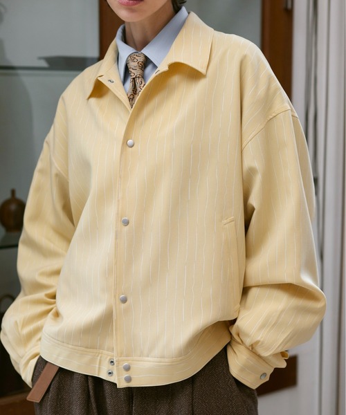 soerte ブルゾン アウター Loose Nuance Stripe Shirt Blouson/ルーズ