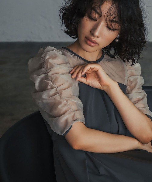 「GIRL」 半袖ワンピース 2L ブラック レディースの画像