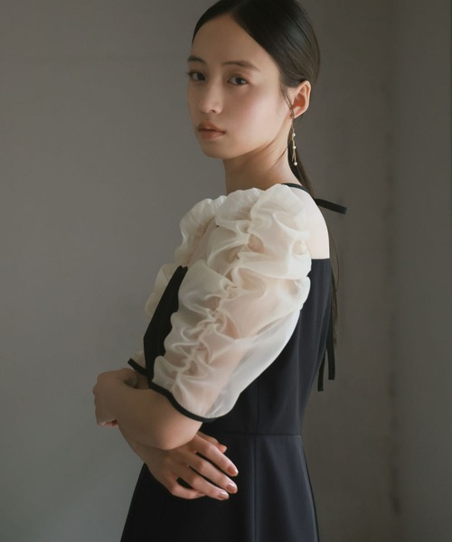 「GIRL」 半袖ワンピース 2L ブラック レディースの画像