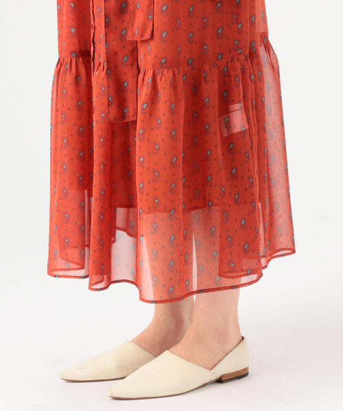 「SOULEIADO」 長袖ワンピース 36 オレンジ系その他2 レディース_画像3