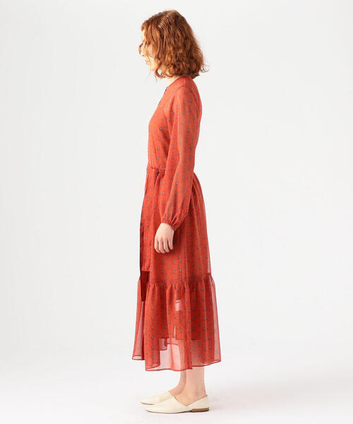 「SOULEIADO」 長袖ワンピース 36 オレンジ系その他2 レディース_画像7