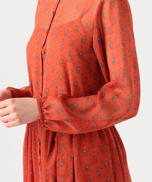 「SOULEIADO」 長袖ワンピース 36 オレンジ系その他2 レディース_画像8