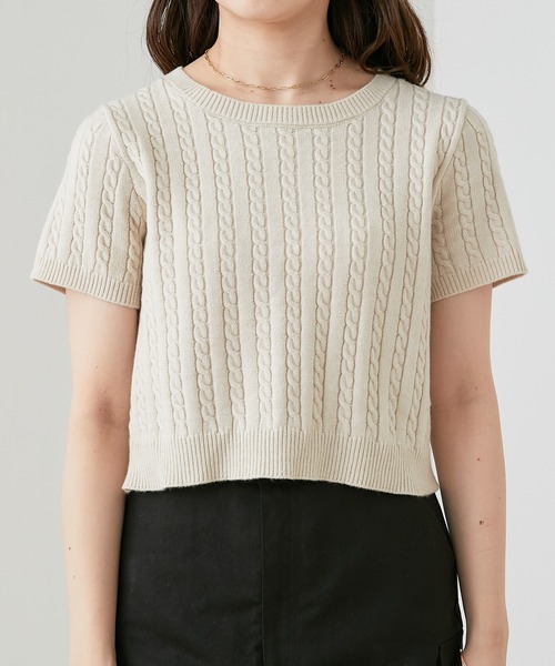 「Chico」 半袖ニット FREE グリーン レディース_画像2