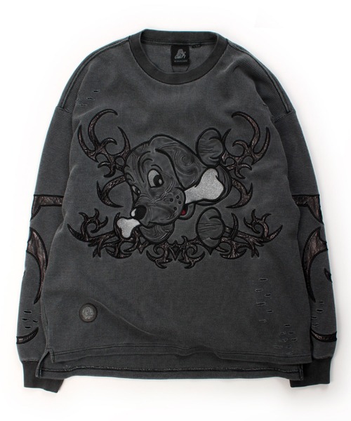 GALFY（ガルフィー） tシャツ 汚れ部族ワッフルロンTee/ダメージ＆汚し