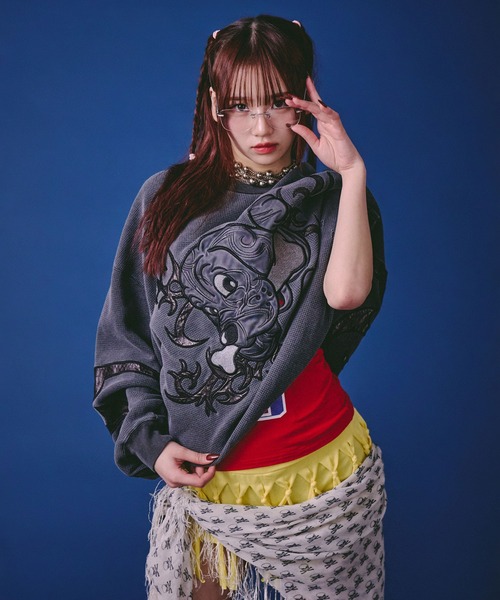 GALFY（ガルフィー） tシャツ 汚れ部族ワッフルロンTee/ダメージ＆汚し