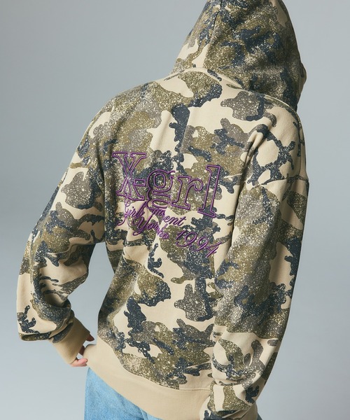 X-girl（エックスガール） パーカー EMBROIDERED LOGO ZIP UP SWEAT