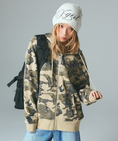 X-girl（エックスガール） パーカー EMBROIDERED LOGO ZIP UP SWEAT