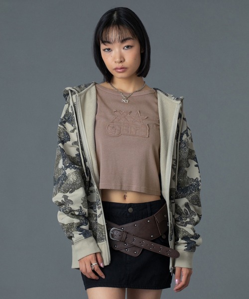 X-girl（エックスガール） パーカー EMBROIDERED LOGO ZIP UP SWEAT