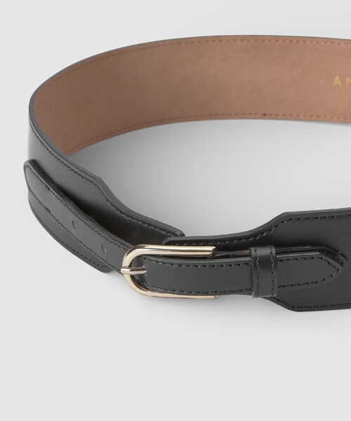 ANAYI ブラック バーガンディ レザーベルト ワイドステッチベルト | ANAYI/アナイ | 三越伊勢丹オンラインストア