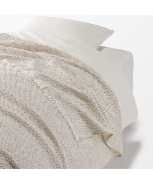 多用布　無印　180×260 綿100％ 生成り 無印良品（MUJI） インテリア 綿洗いざらしワッフル織多用布 180