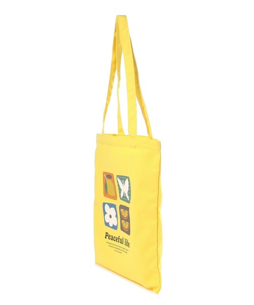 LADIN 黄色 トートバッグ 付属ポーチ付き LAKOLE（ラコレ） トートバッグ 「入園入学にも」「FRUITS AND BLOOM