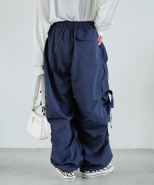 「PUBLUX」 カーゴパンツ フリ- ネイビー レディース_画像7
