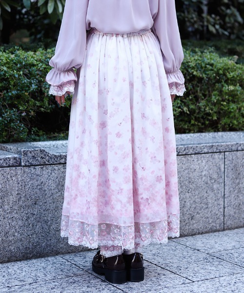 axes femme（アクシーズ ファム） スカート 桜レース×桜柄スカート