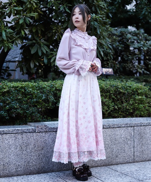 axes femme 桜柄フレアスカート ピンク サクラ柄フレアスカート｜アクシーズファム アウトレットの