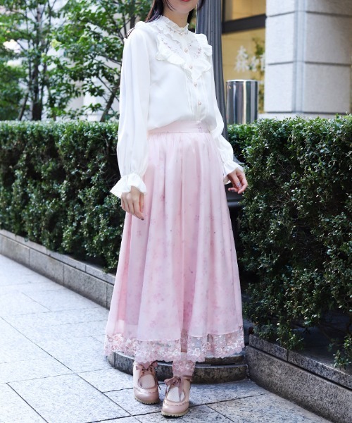 axes femme（アクシーズ ファム） スカート 桜レース×桜柄スカート