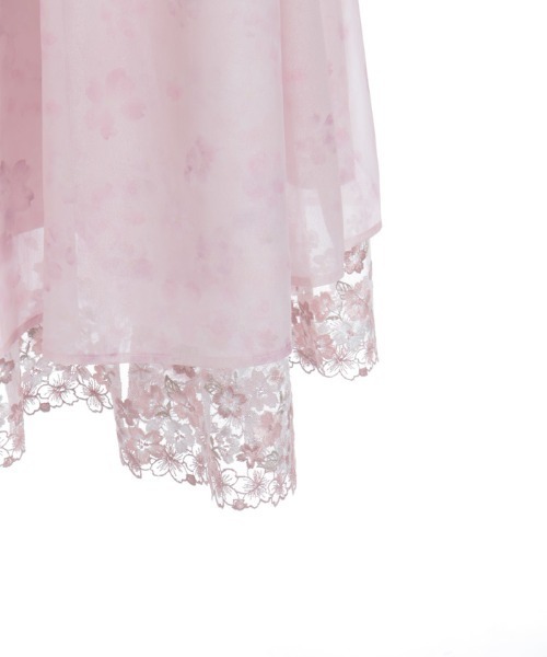 Axes Femme 桜 レース × 桜柄 ロング フレア スカート ピンク axes femme（アクシーズ ファム） スカート 桜レース×桜柄スカート