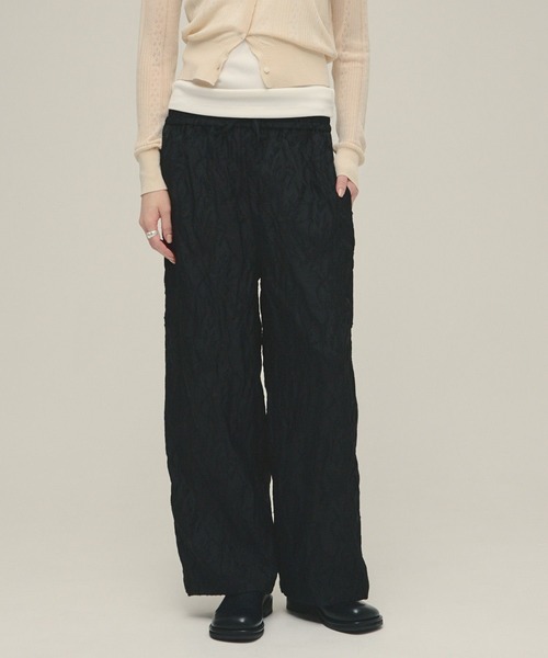 ワイドパンツ パンツ 「eL」Floral Cut Jacquard Pants/659506