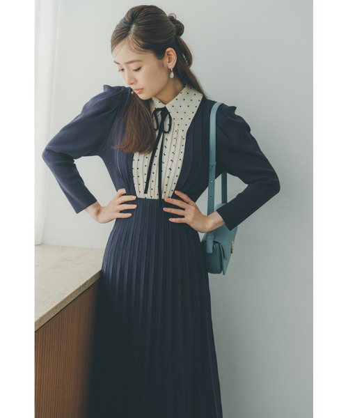 「SNIDEL」 ニットワンピース 1 ネイビー レディース_画像4
