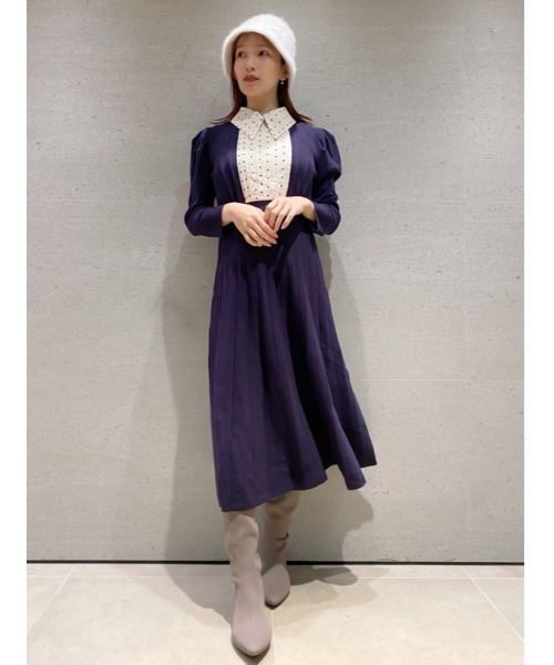 「SNIDEL」 ニットワンピース 1 ネイビー レディース_画像9