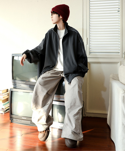 「neos」 ジャージブルゾン LARGE モカ メンズ_画像3